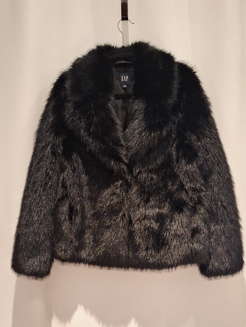 GAP Women's Black Faux Fur Teddy Jacket